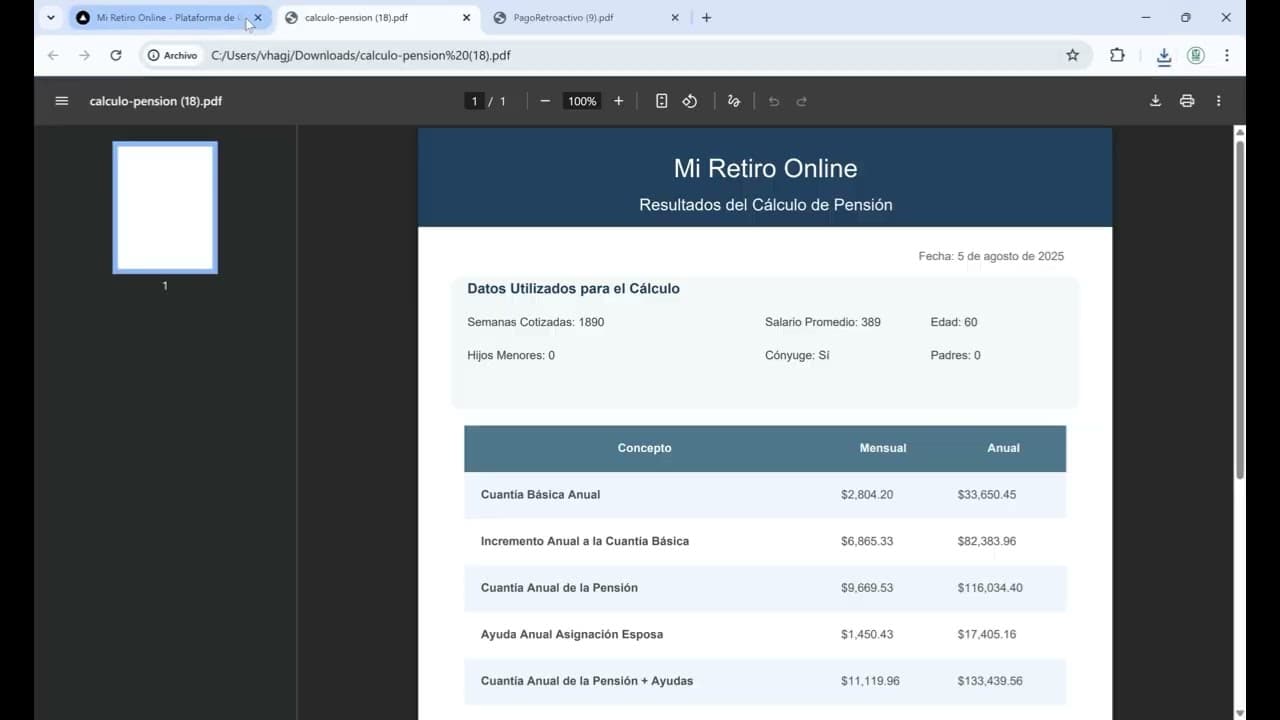 MODULO PAGO RETROACTIVO M40