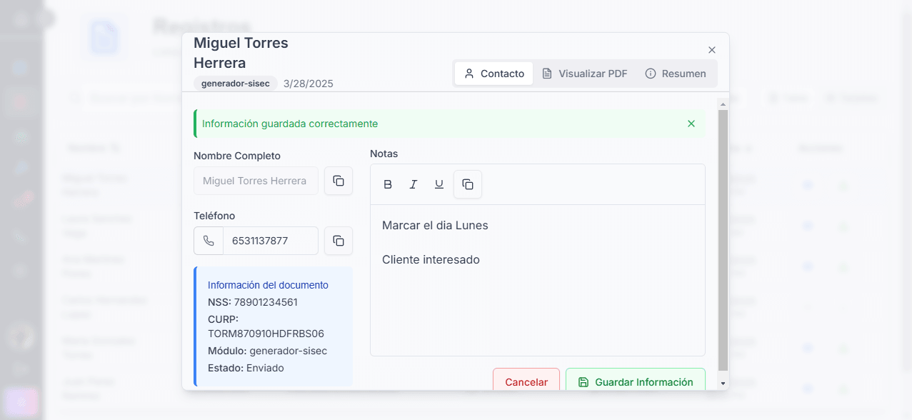 Generador de semanas cotizadas